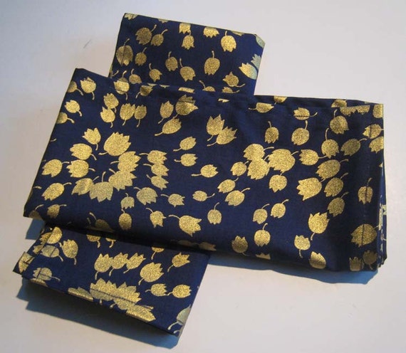Navy and Metallic Gold Cloth Napkins Special Order by Jackwood
