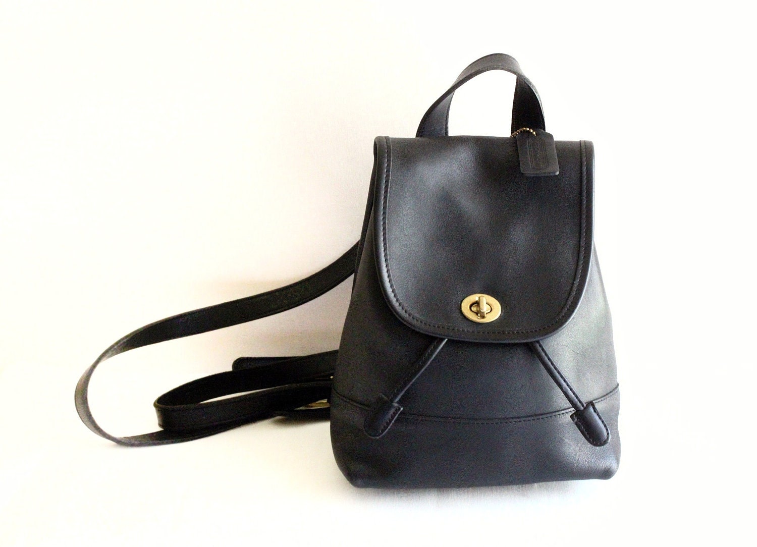 Vintage Coach Black Color Leather Backpack // Coach Backpack