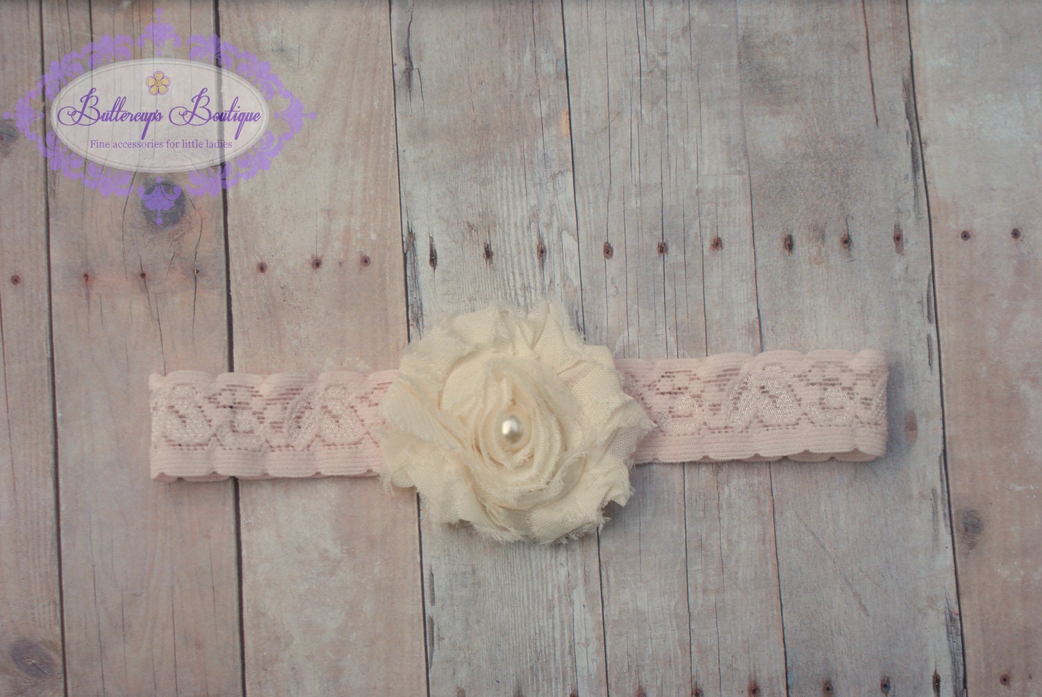 Baby headband infant headband soft pink lace elastic