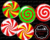 Digital Collage Sheet Peppermint Christmas Circle Images Instant Download Bottle Cap Images, Christmas clipart images Il_170x135