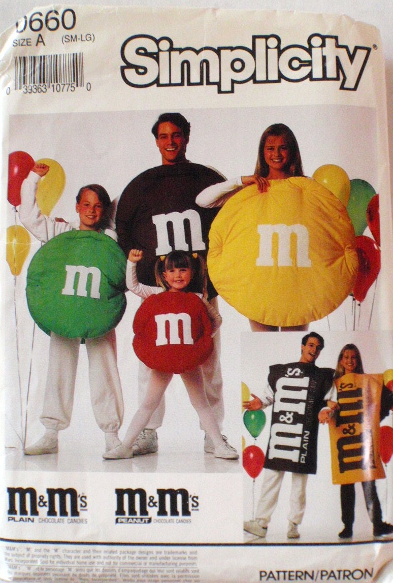 Adults and Childs M & M's Costume Pattern Simplicity