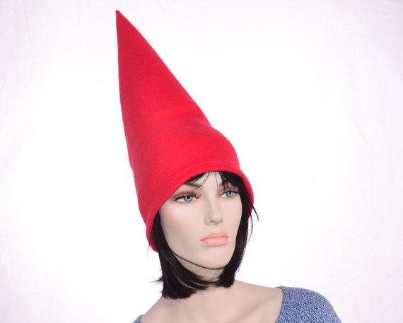 Red Gnome Hat Extra Tall Cap Fleece Men Women Tall Pointed