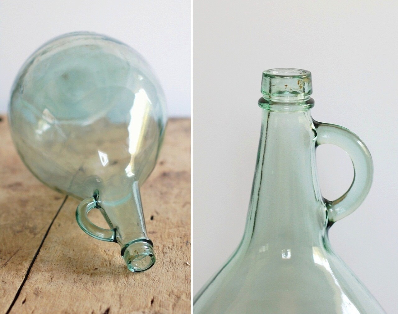 Vintage Green Glass Wine Bottle Demijohn One Gallon