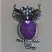 Retro Jewelry Re-purposed Kitchen Refrigerator Owl Magnet -Purple