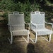 pair of vintage iron patio bouncy chairs