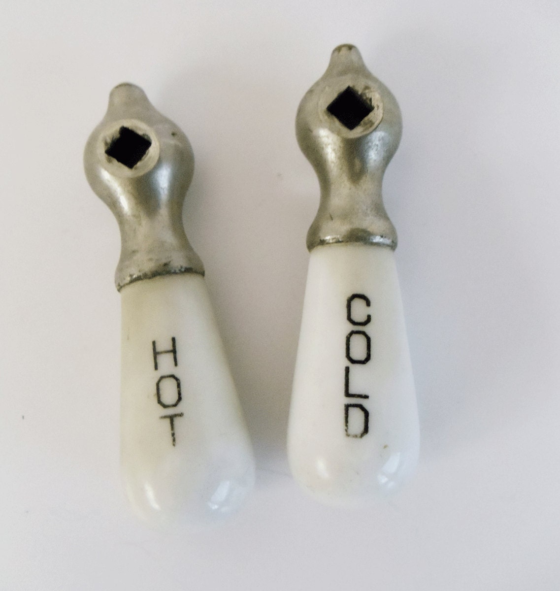 Vintage Porcelain Hot Cold Water Faucet Handles Restoration