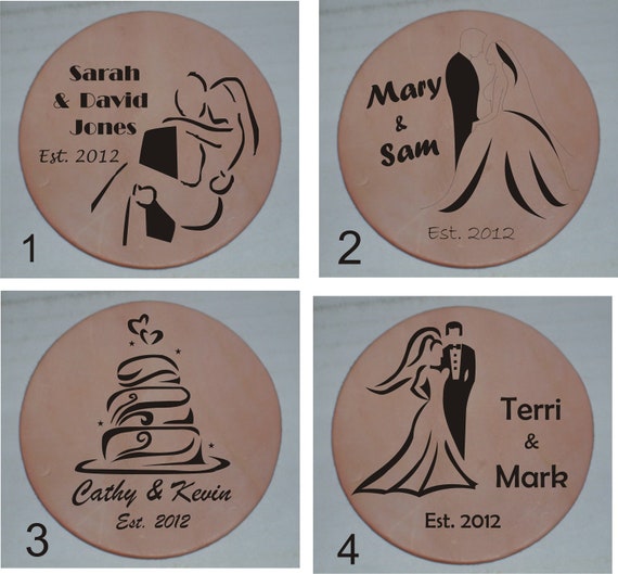 Wedding Custom Laser Engraved Leather Coasters by RustyAnt