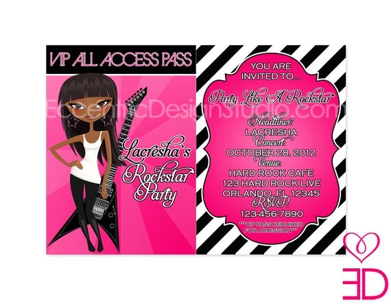 Rockstar Princess Collection - Printable VIP Pass and Invitation Il_570xn