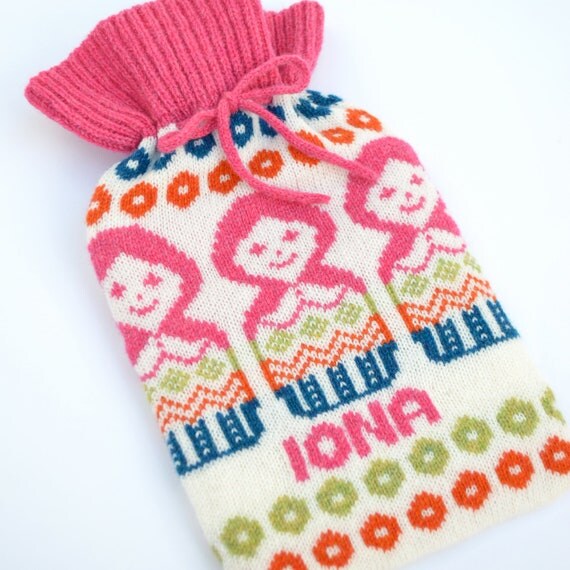 Personalised Knitted Russian Doll Knitted Hot Water Bottle