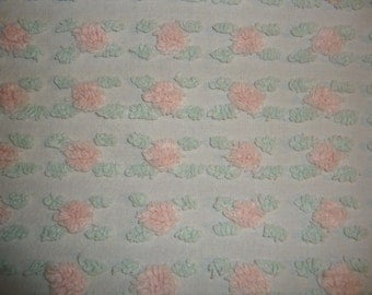 Vintage Bedding Rose Bud Chenille Bedspread 71" x 107" Beautiful All Cotton Shabby chic cottage bedding Very pretty