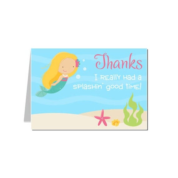 PRINTABLE Mermaid Party Thank You Card by DaysignsbyDay on Etsy