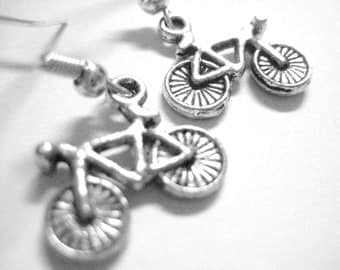 Sterling Silver Bicycle Earrings - Novelty Bike Jewelry - Small Dangle Earrings - Bicycle Jewelry - Bike Gift 017