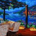 ORIGINAL Oil Painting Peaceful Evening Reflections Italy Ocean Houses Landscape Cafe Contemporary art on Canvas