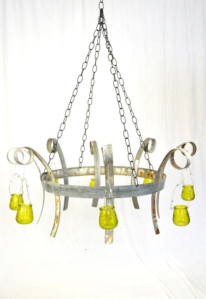 Wine Barrel Ring Candle Chandelier 100 by winecountrycraftsman