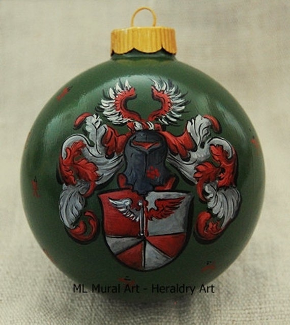 Family crest Coat of Arms hand painted on 325 Christmas