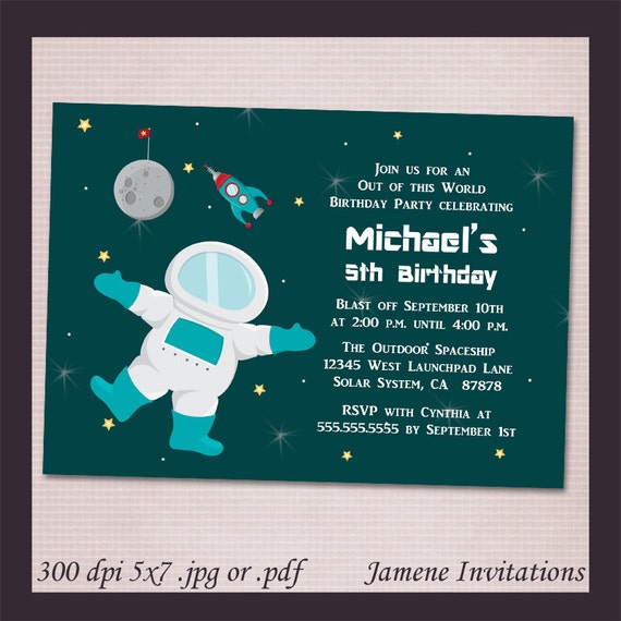 Boy's Outer Space Birthday Party Printable Invitation - Print your own Il_570xn