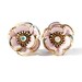 Light Pink Enamel and Gold Flower Clip On Earrings with Rhinestone Center 3D Statement Piece Shabby Chic - Pretty in Pink