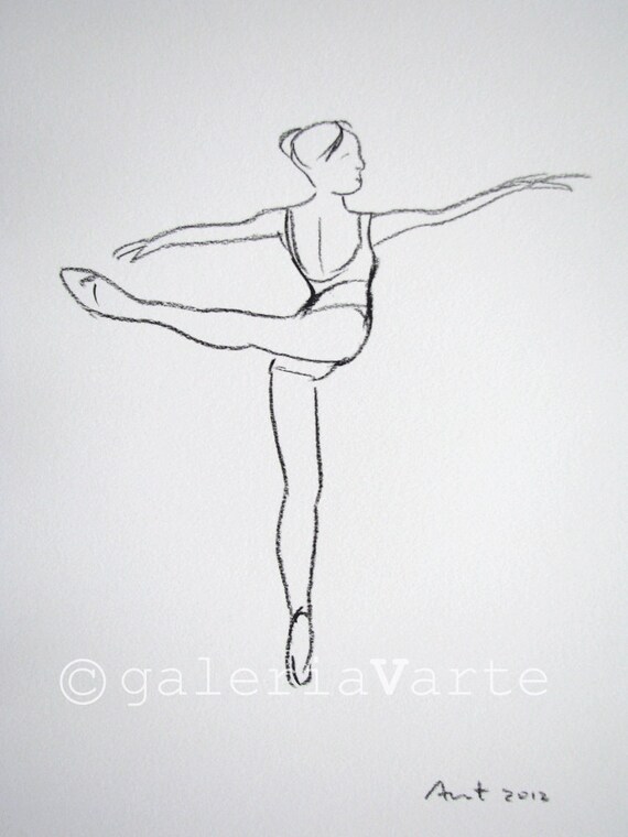 Charcoal drawing ballet dancer original