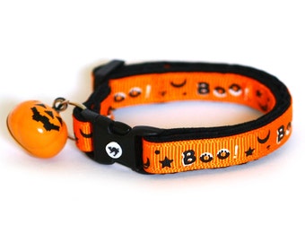 Halloween Cat Collar - Boo - Large Size or Small Cat / Kitten Size