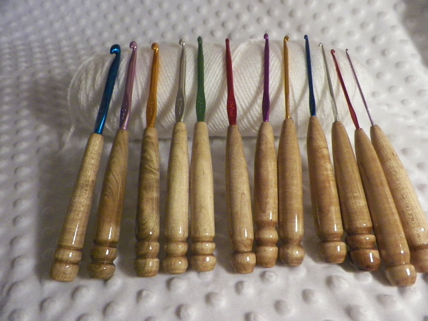 12 crochet Hooks with Handmade Crochet Hook Handle Hook