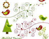 25% OFF SALE Christmas Bird Clip Art - Personal or Commercial Use - Mistletoe Il_170x135