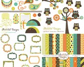 25% OFF SALE Digital Scrapbook Kit with Papers, Frames, and Clip Art - Monkey Kisses Kit 1 Il_170x135