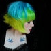 SOUR GREEN APPLE wig // Halloween Green Yellow Turquoise Blue Hair // Cosplay Punk Scene Flippy