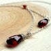 Tiered Garnet Necklace, Two Strand, Red Gemstone Necklace Sterling Silver