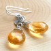 Citrine Earrings Sterling Silver Swirls with honey amber gems of November birthstone