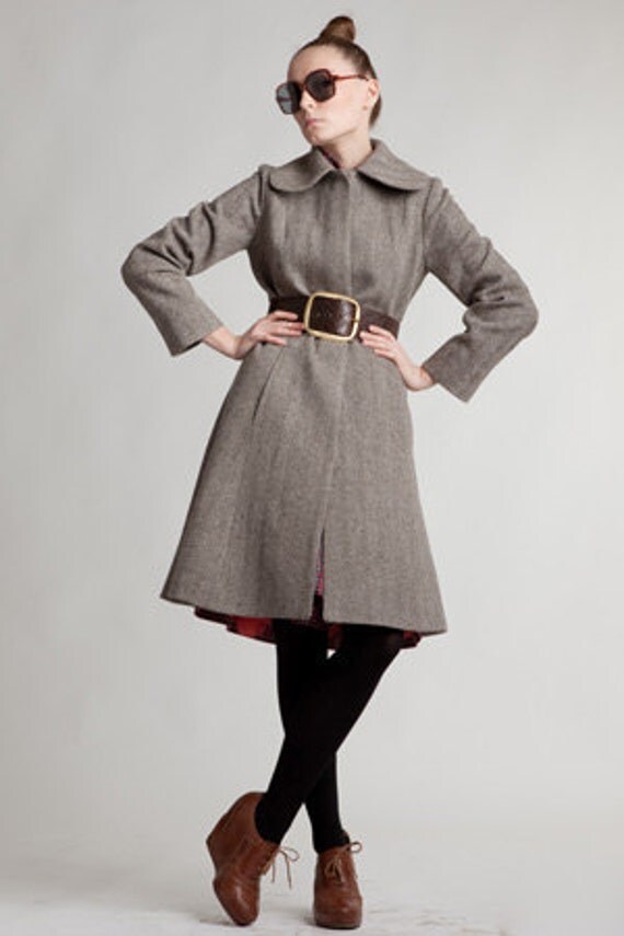 Long wool coat Plus size wool coat Grey wool coat Princess