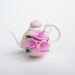 Miniature teapot for 1/12 scale dollhouse in pink handmade from polymer clay