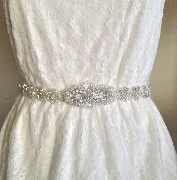 Items similar to Bridal pearl sash, crystal wedding pearl sash, pearl wedding belt, bridal