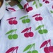 SALE! Retro Cherries Flour Sack Tea Towel Screen Printed Rockabilly Kitsch Fruit Red Green