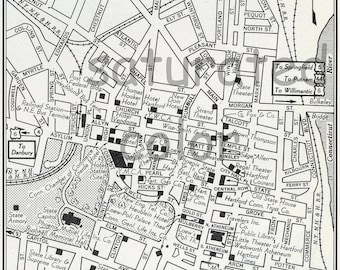 Hartford Connecticut CT map - Vintage 1950s Original Heart of Hartford ...