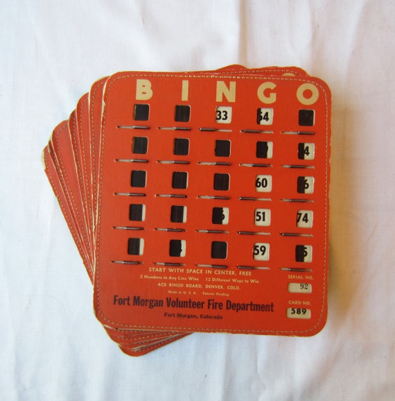 One Orange Vintage Slide Window Bingo Card from Ace Bingo