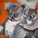 Large Vintage Mid Century Linen Kitchen Towel - Australia And Koalas