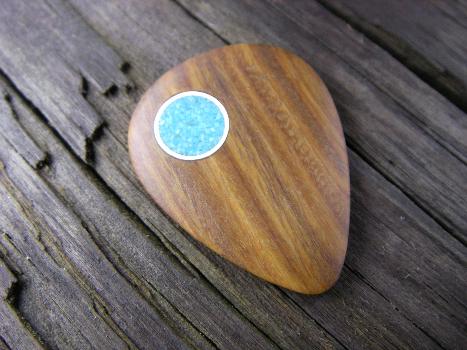 Boutique Lignum Vitae and Turquoise Guitar Pick