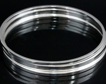 Sil-B-002 Handmade 4 matt square wire sterling silver stacking bangles