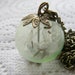 Real Dandelion Necklace Hand Blown Green Glass Orb Bead Globe - MAKE A WISH
