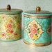 Vintage Floral Tin Storage Canisters - Vintage Canisters - Pair of Vintage Kitchen Tins