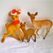 Christmas, Vintage Deer, Ornaments, Fawn, Doe, Flocked, Plastic, Set of 3, Supplies, Crafting, Home Decor, 1960s