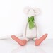 Stuffed doll - Autumn Bright Mouse Wearing Red,Coral socks and Green scarf - handmade fabric doll