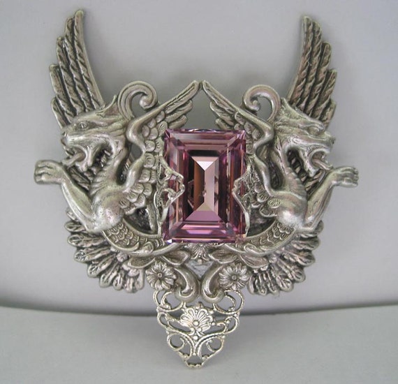 Lt Amethyst Swarovski Crystal with Wings and Chimaeras