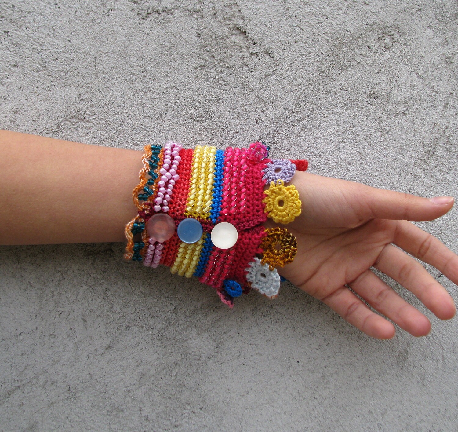 Beadwork Jewelry / Beadwork bracelet Cuff Beaded Free form