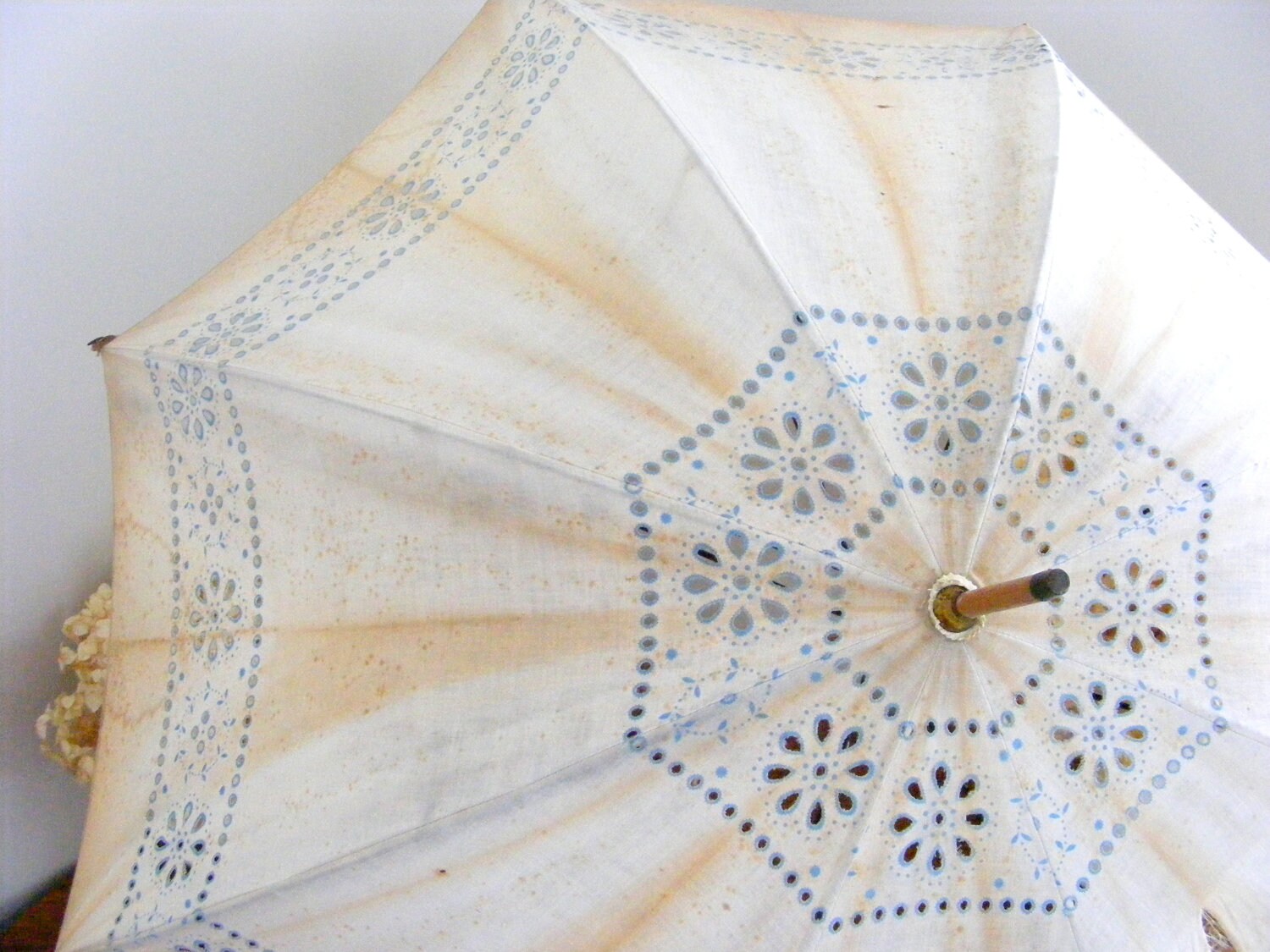 Antique Victorian Parasol Pretty Cotton Summer Parasol with