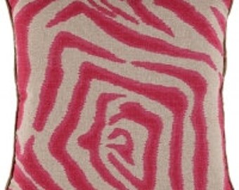 pillow cover, cushion in your choice of sizes, bright pink zebra