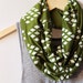 INFINITY SCARF - Screen Printed - White Diamonds on Olive Green