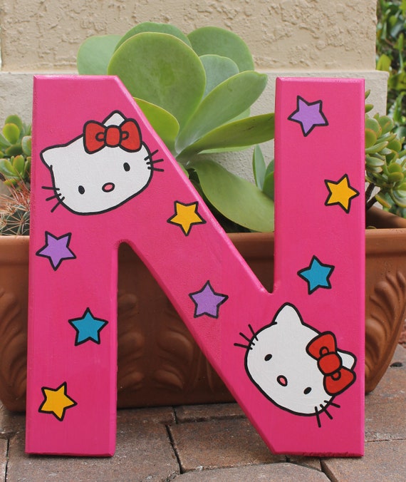 items similar to hello kitty themed wooden letters sample listing on etsy