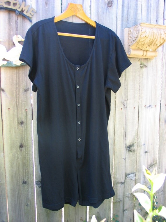 Vintage men's onepiece bathing suit swimsuit black