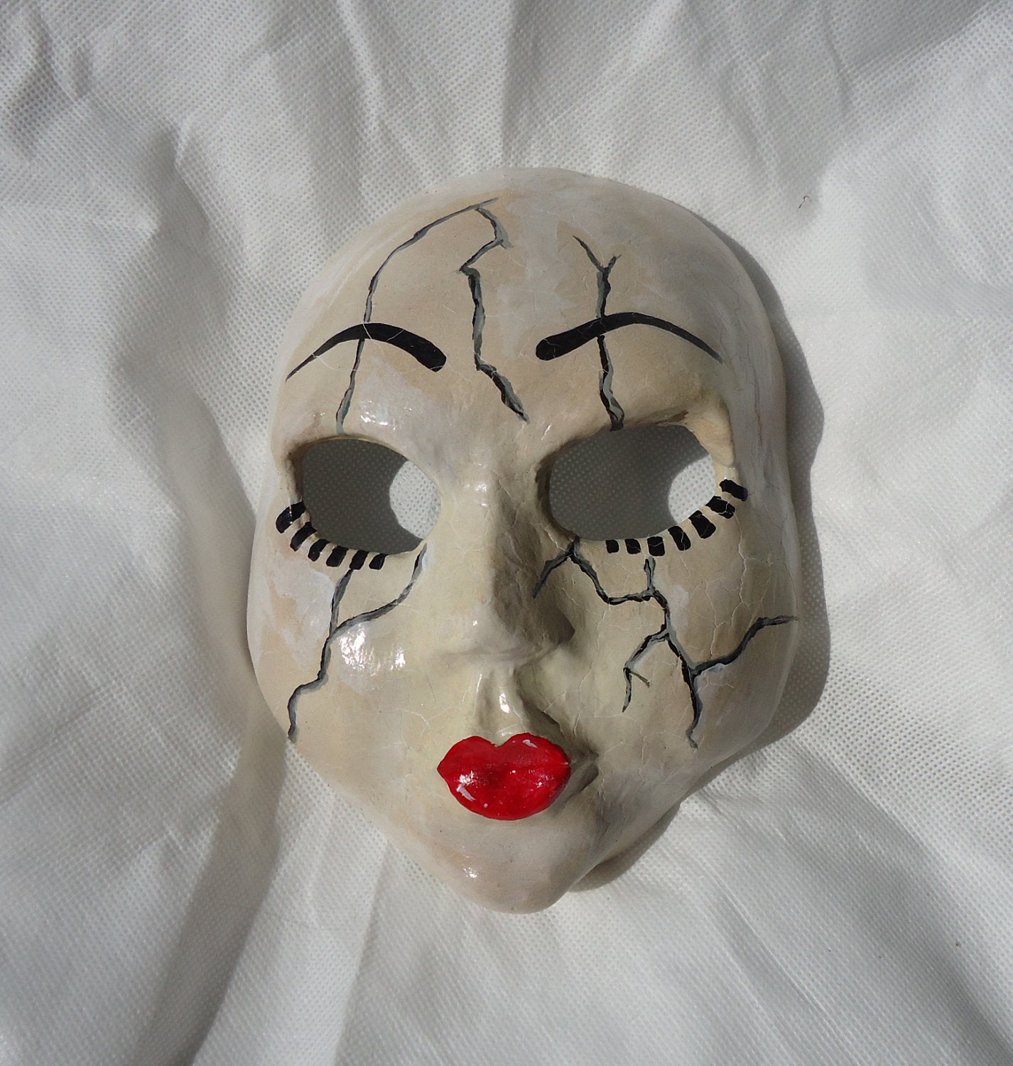 creepy baby doll mask paper mache clay Halloween costume